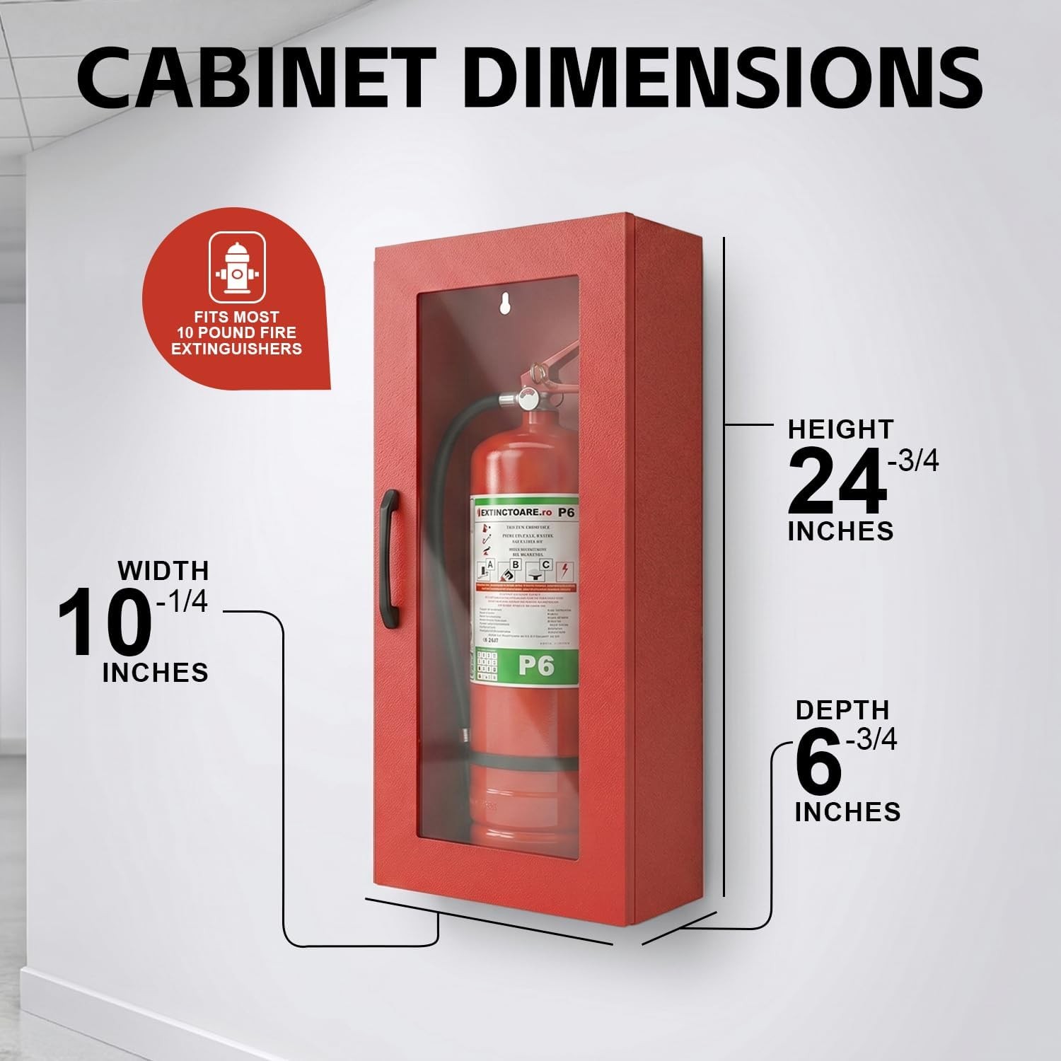 Fire Extinguisher Cabinet Wall or Surface Mount, Red | 19-Gauge Galvanized Steel