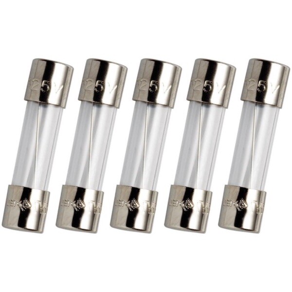 Witonics Pack of 5, 3/16 inch x 3/4 inch (5X20mm) 15A 250V Glass Fuses, Slow Blo
