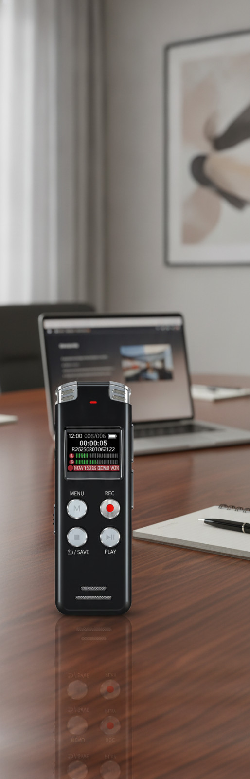 Digital Voice Recorder, 64GB, Voice Activated, Playback, USB Type-C, MP3 WAV