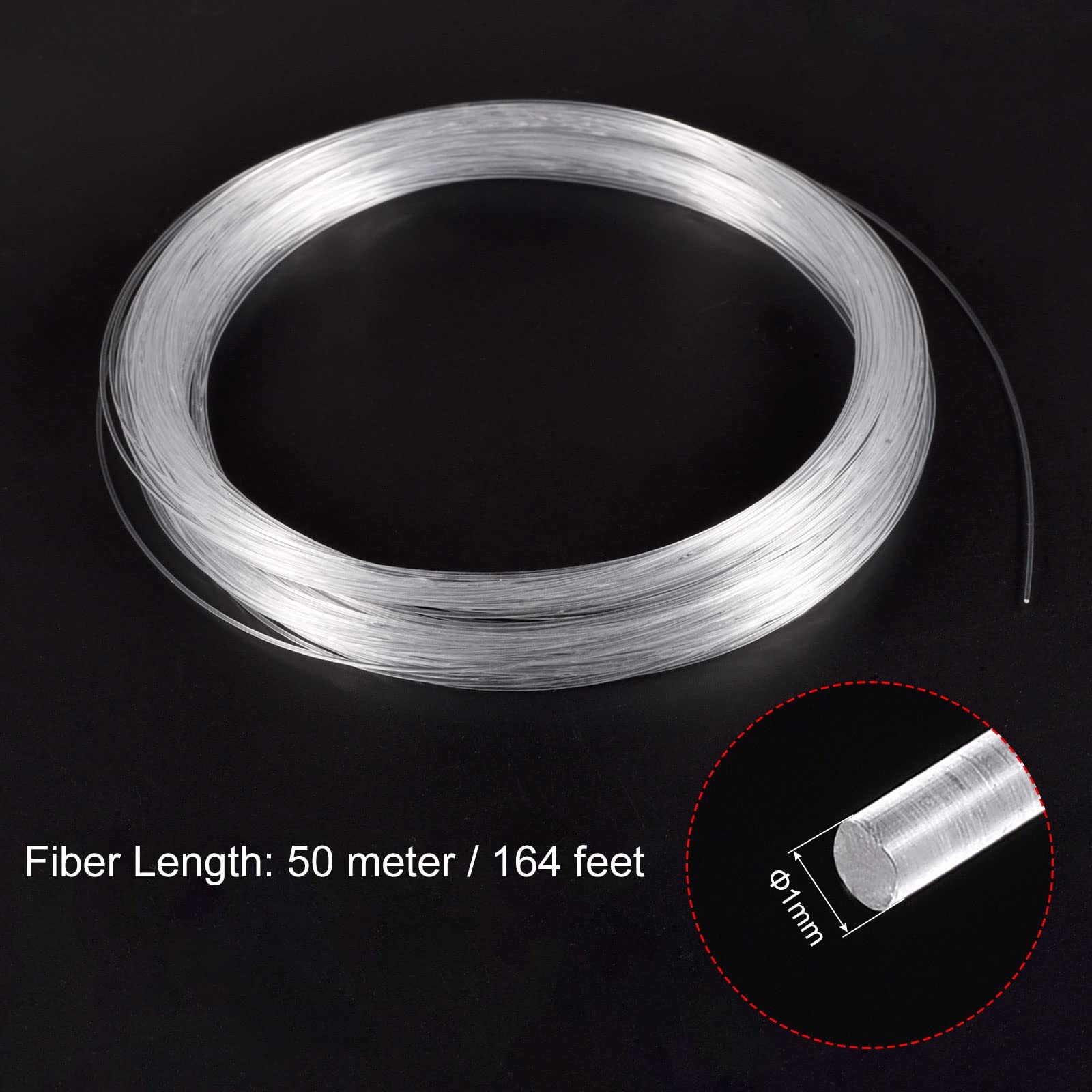 MECCANIXITY PMMA Ends Glow for LED Light Guide in 1mm x 50M, Transparent