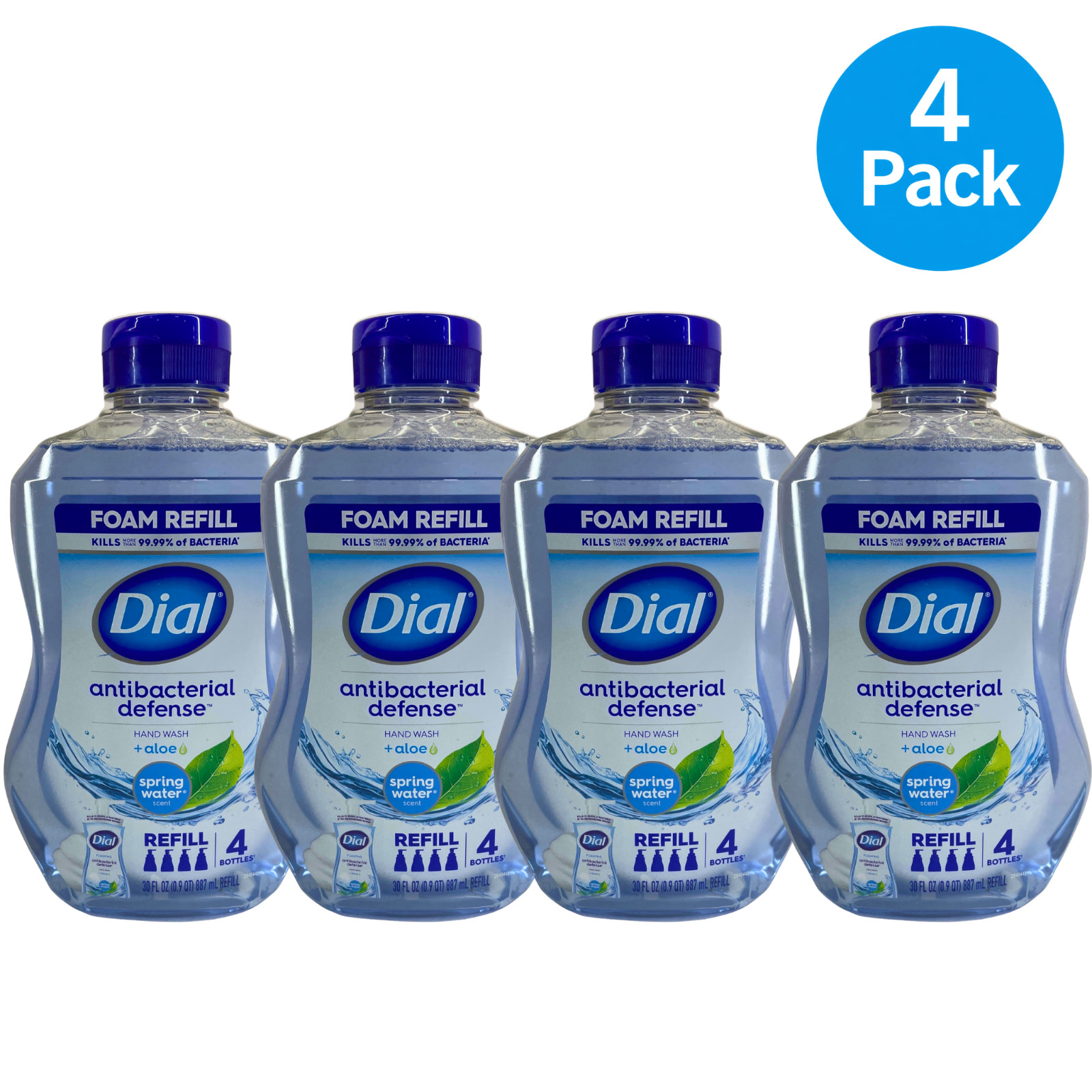 Dial Antibacterial Defense Foaming Hand Wash Refill Spring Water 30 oz 4 Pack Ne