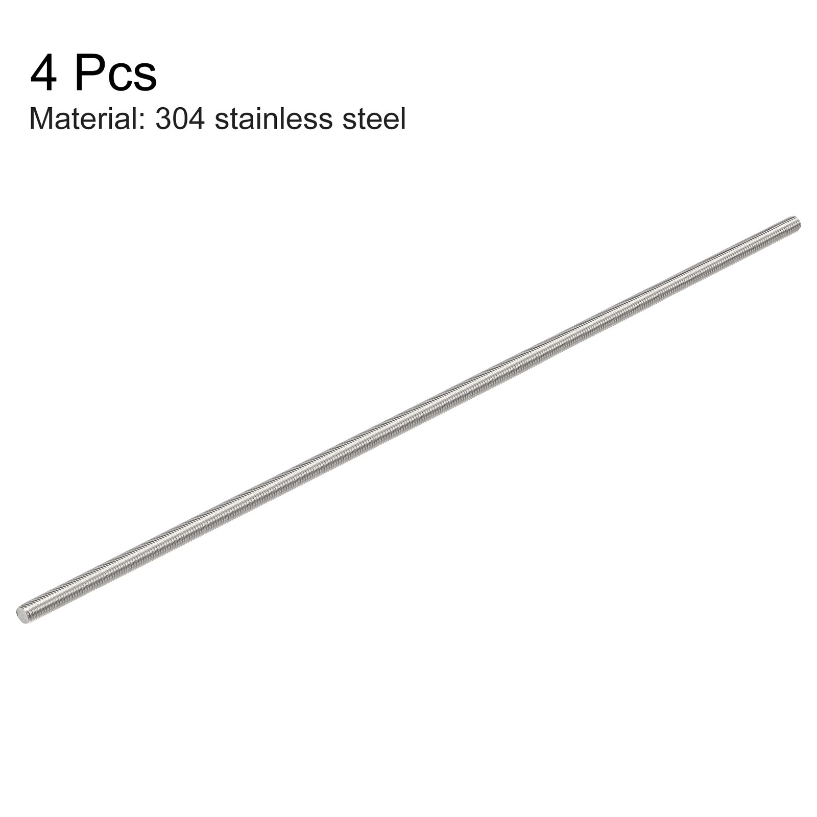 M5 x 250mm Fully Threaded Rod Stainless Steel Right Hand Threads 4Pcs