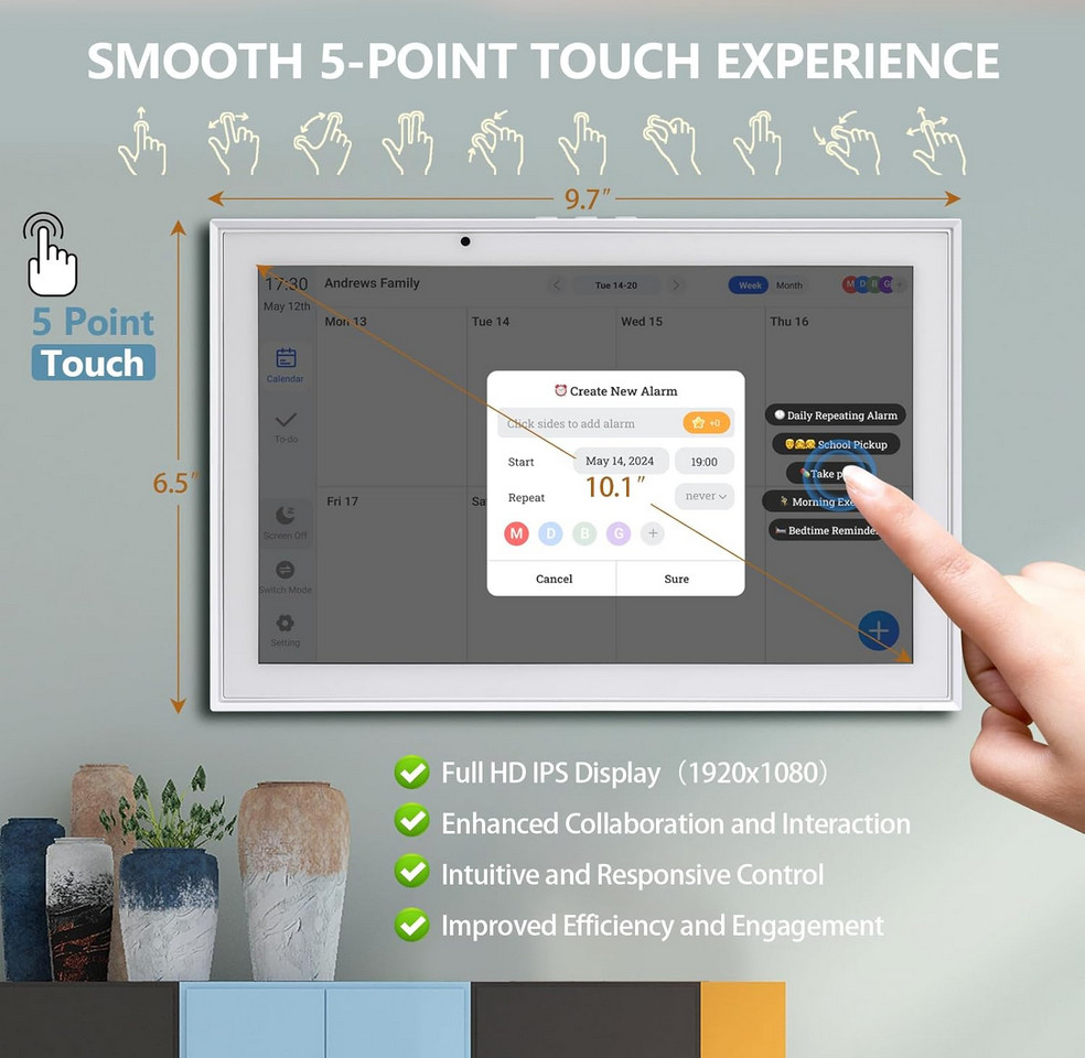 Smart Digital Calendar & Chore Chart, 1920 * 1080P Full HD Touchscreen 10.1 inch