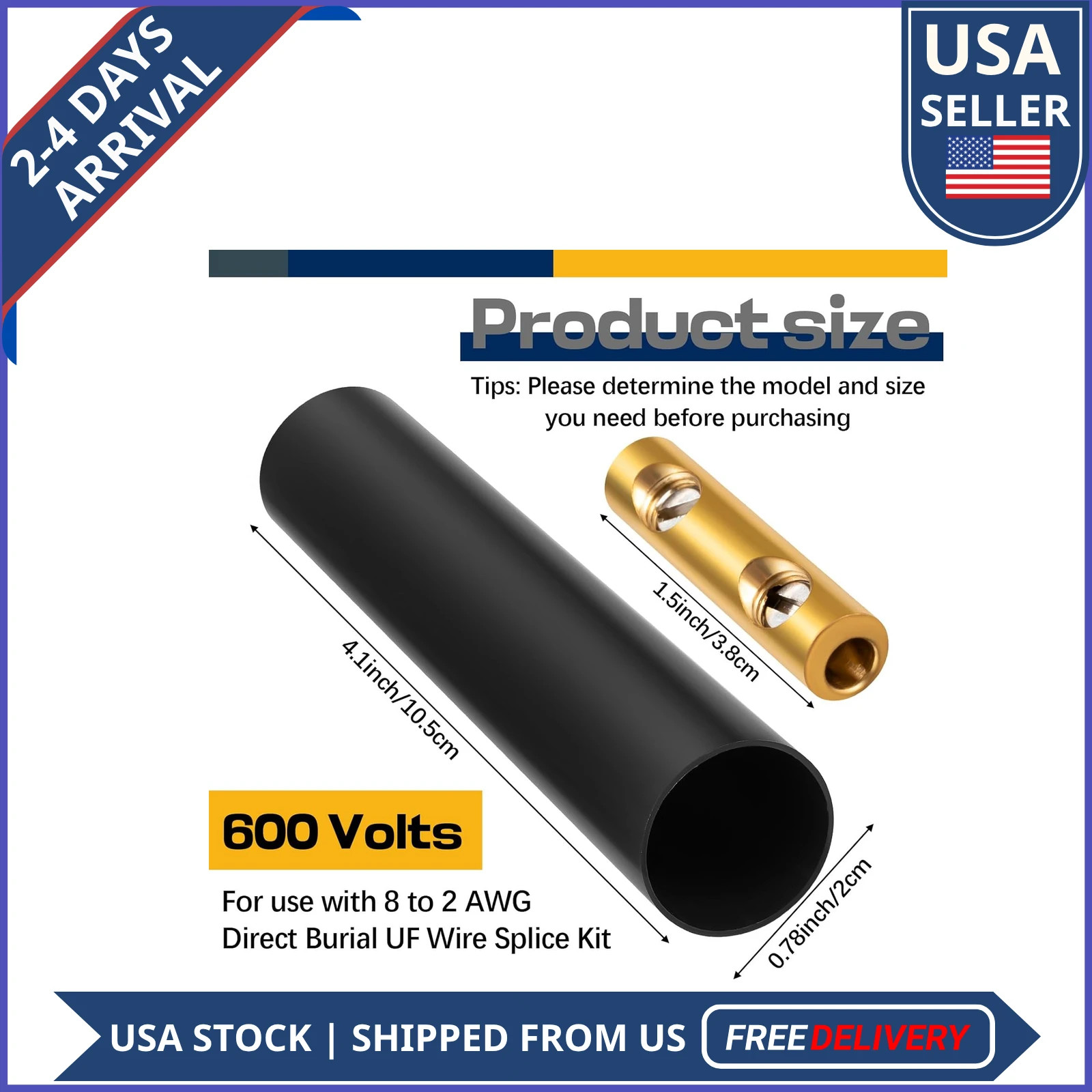 Underground Wire Splice Kit 8-2 AWG Direct Burial 600V Electrical Connector Set