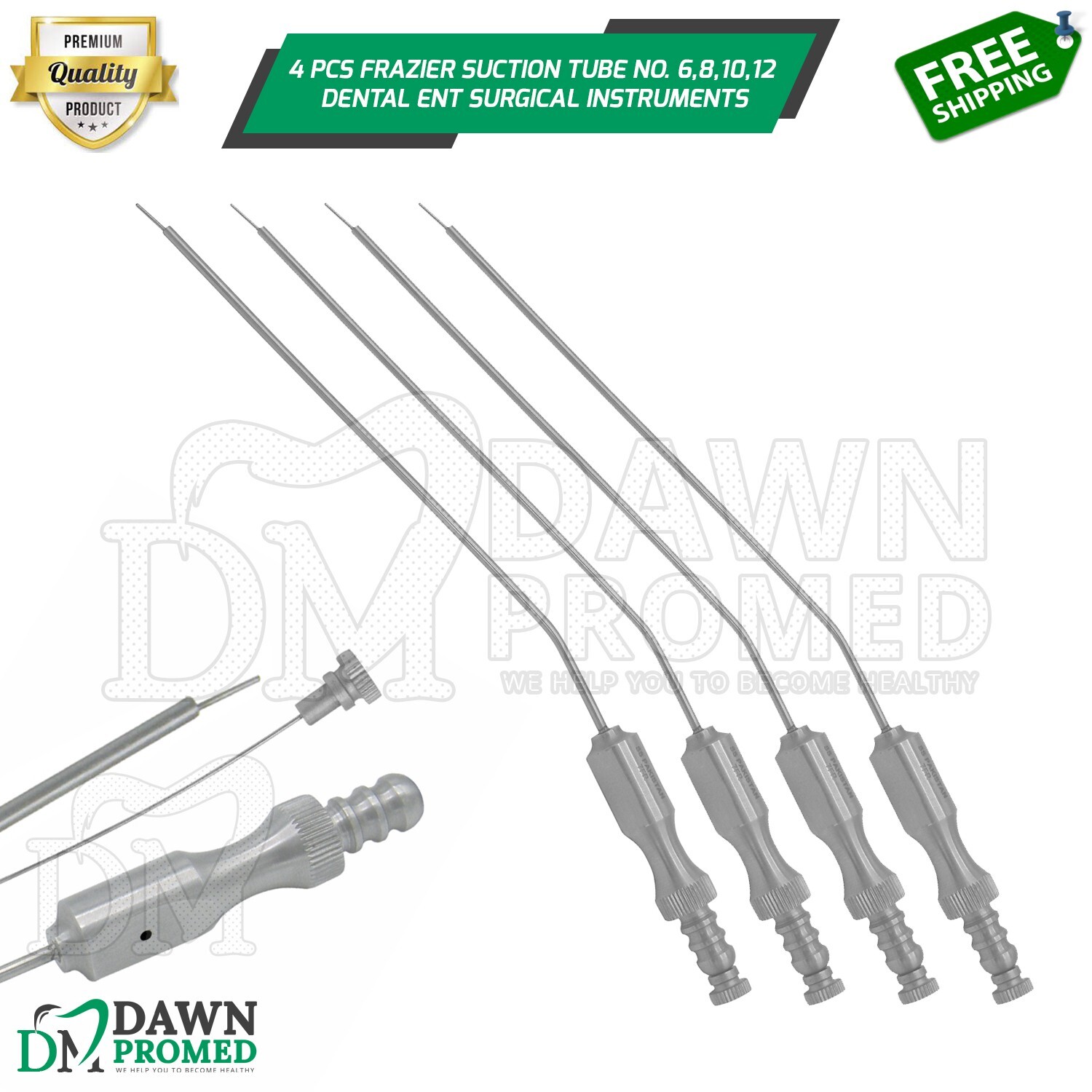 Frazier Suction Tube Set Of 4 Tubes! Dental ENT Diagnostic Surgical Instruments