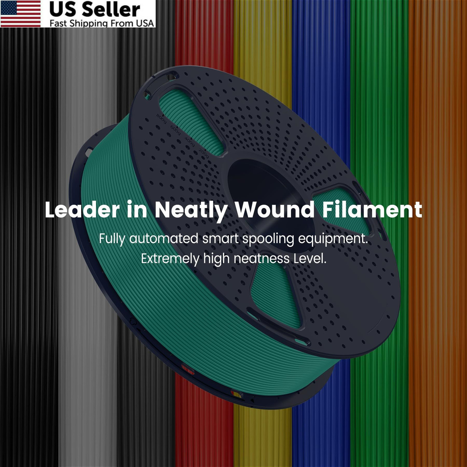 Black PLA 3D Printer Filament 1.75mm 1kg Spool 2.2lbs Accuracy +/-0.02mm USA