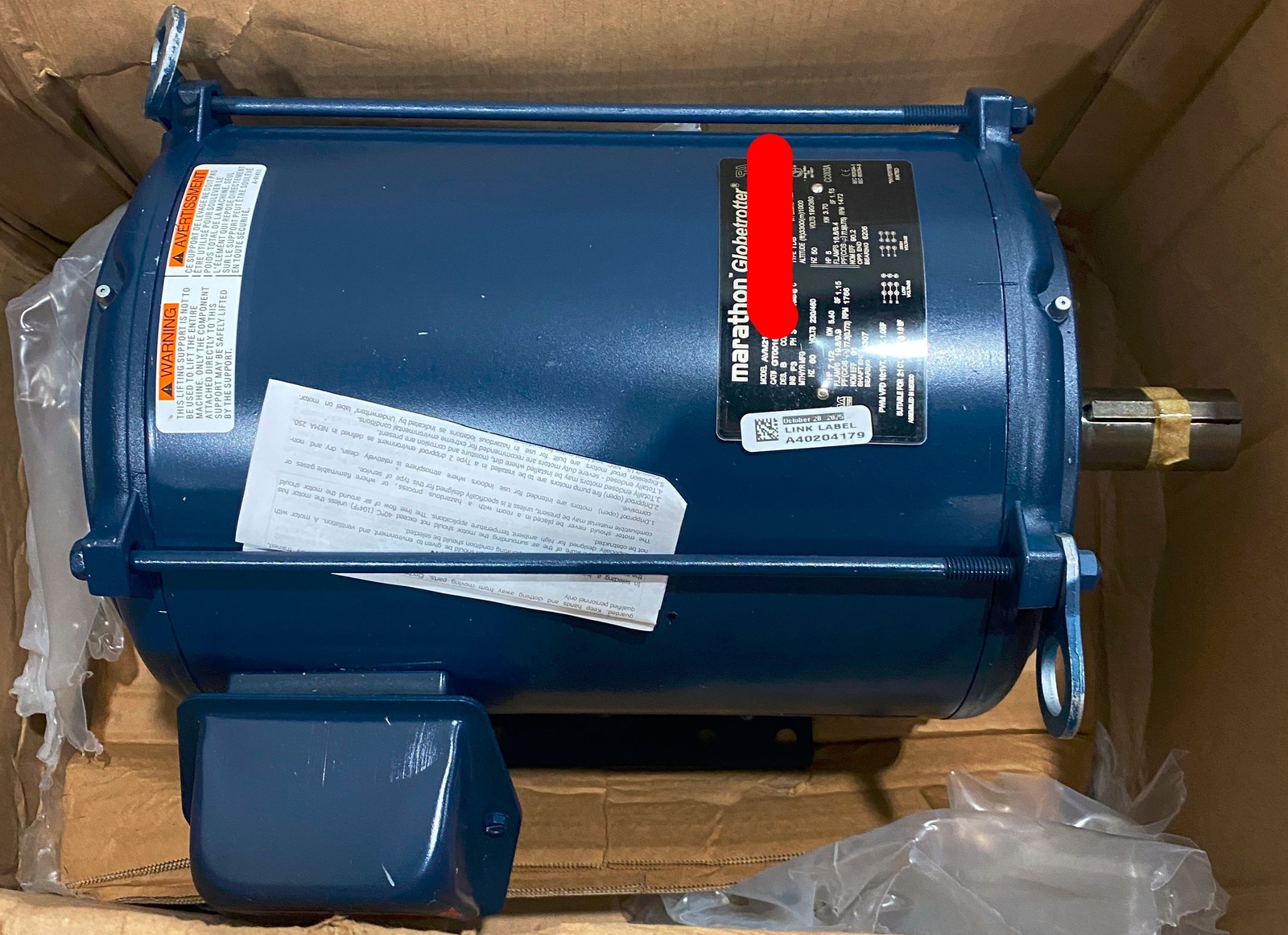 Marathon Globetrotter 7.5 HP 230/460 Electric Motor 3 PH 1776 RPM GT0016A