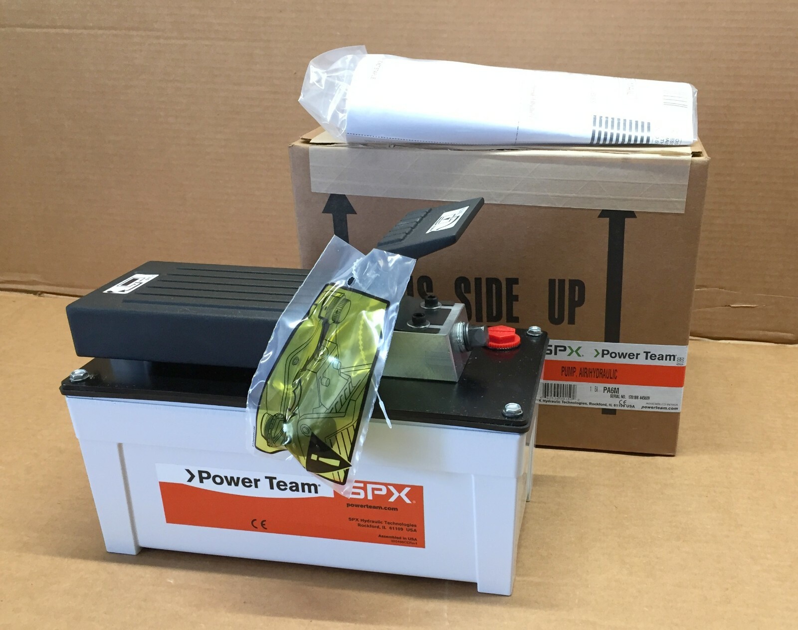 POWER TEAM PA6M AIR OVER HYDRAULIC FOOT PEDAL PUMP ALUMINUM RESERVOIR OEM PUMP
