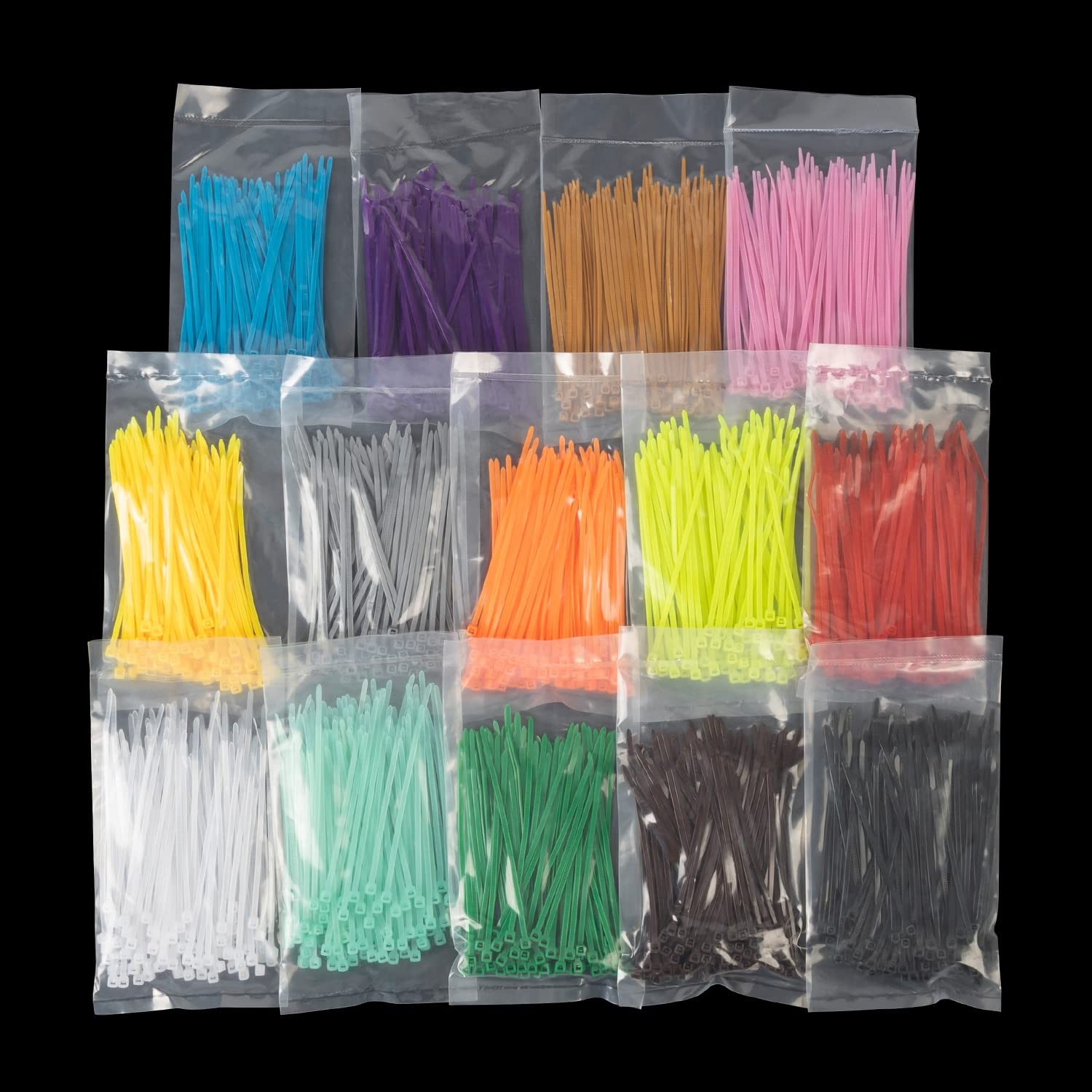 XINGO 1400 PCS Colored Zip Ties 4 Inch, Multicolor Ties, 4 14 Color