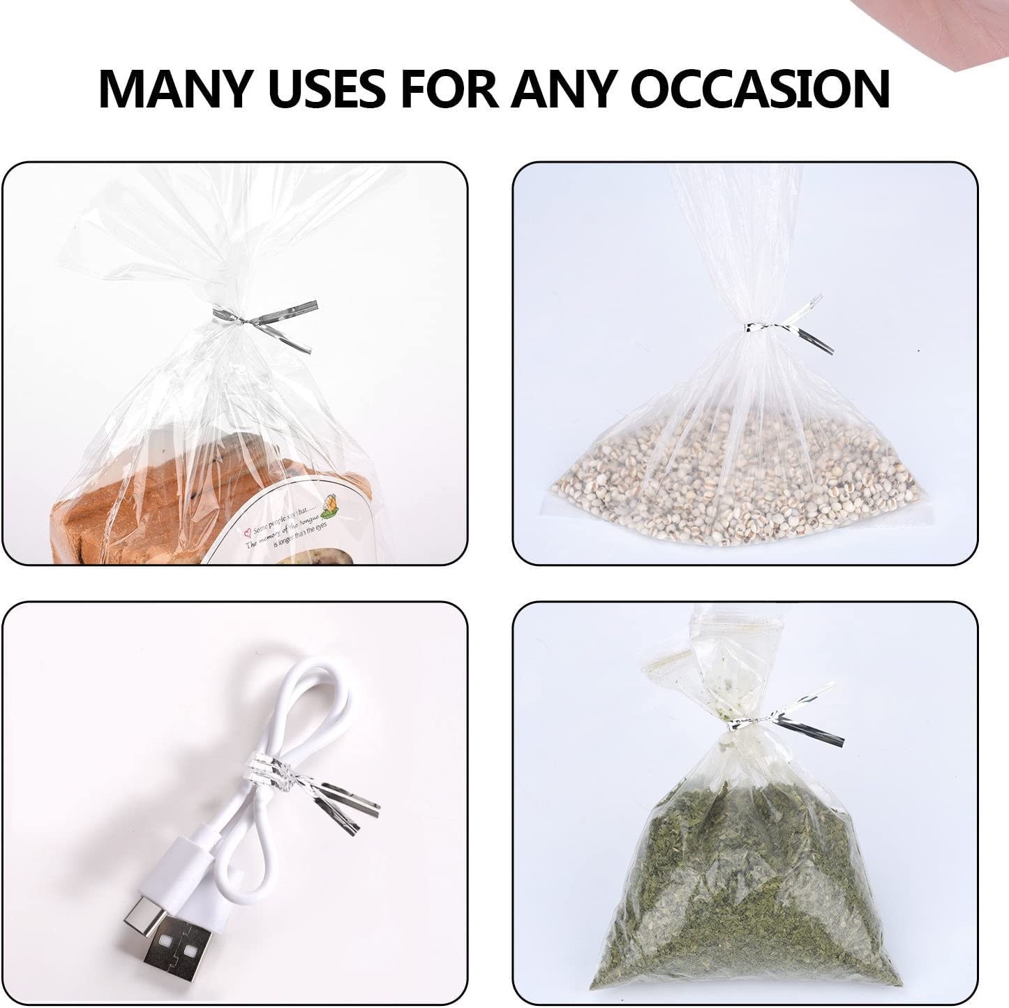 500 Pcs Metallic Twist Ties 5″ Sliver Twist Ties for Bags Foil Twist Ties Bre…