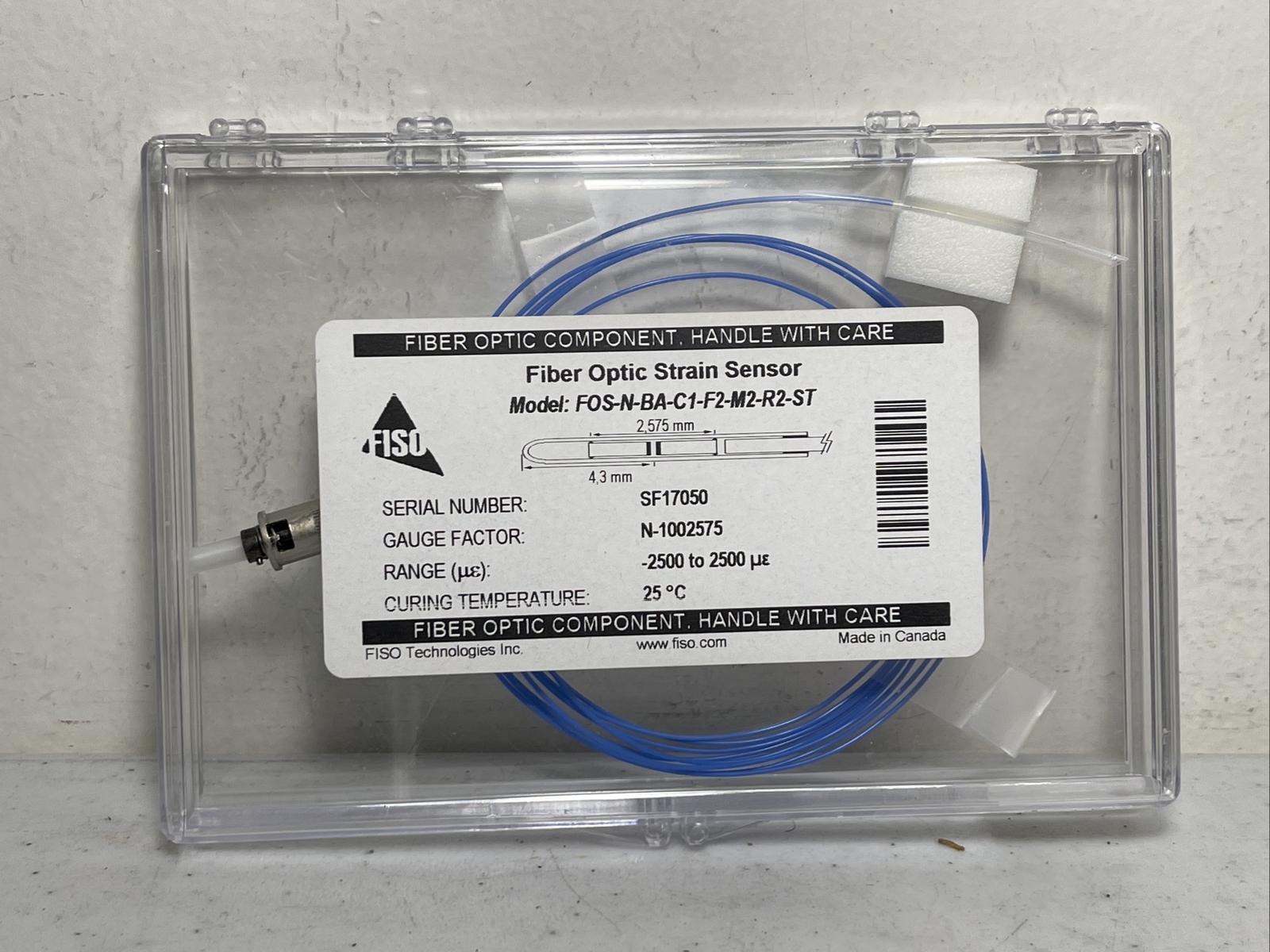 FISO Fiber Optic Strain Sensor FOS-N-BA-C1-F2-M2-R2-ST