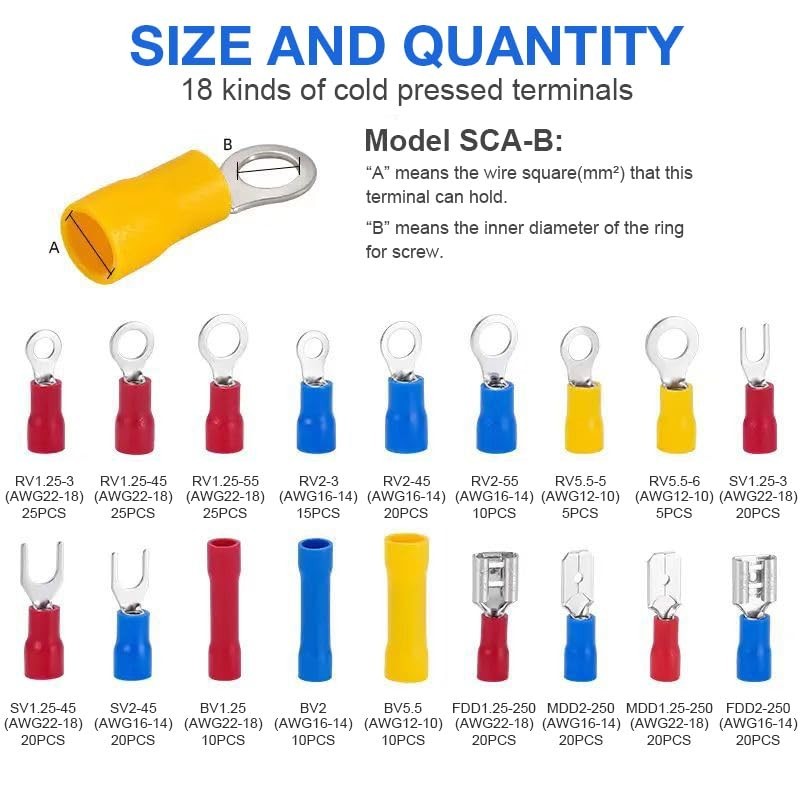 300 PCS Insulated Electrical Connectors Kit for Automotive & Marine Wiring