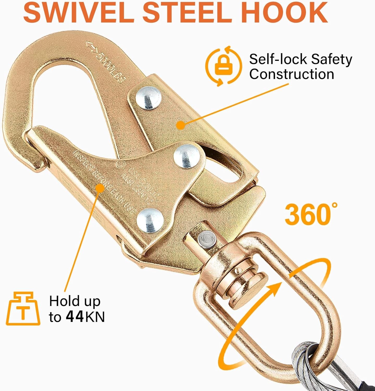 TRSMIMA Steel Wire Core Flipline – 8Ft Fall Protection Arborist Climbing Tree Ar