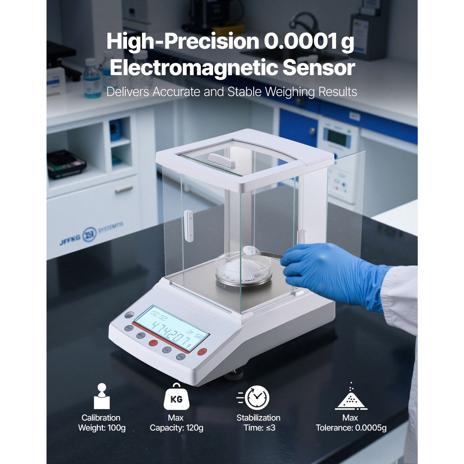 Uimoso Analytical Lab Scale 220g Capacity 0.0001g Precision, 4 Measurement Units
