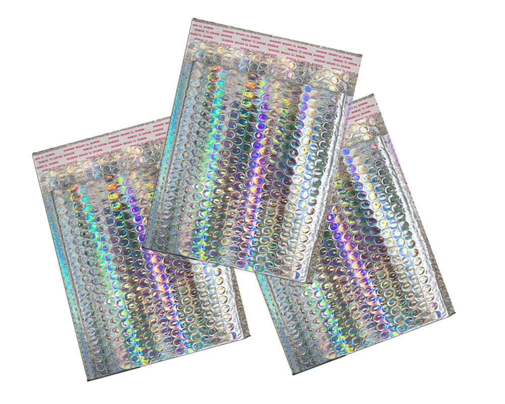 5X9″ 6X10, 8.5X12, 9.5X13″ Holographic Bubble Mailers, Metallic Padded Envelope