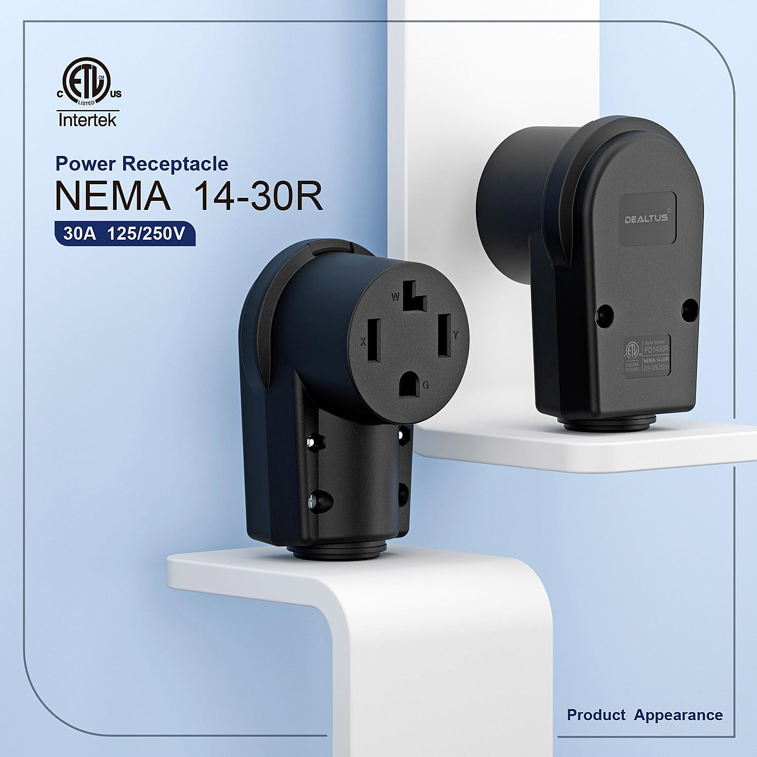 NEMA 14-30R Plug,14-30 30A/125/250V Female Connector, (ETL Certified) 30Amp 125/