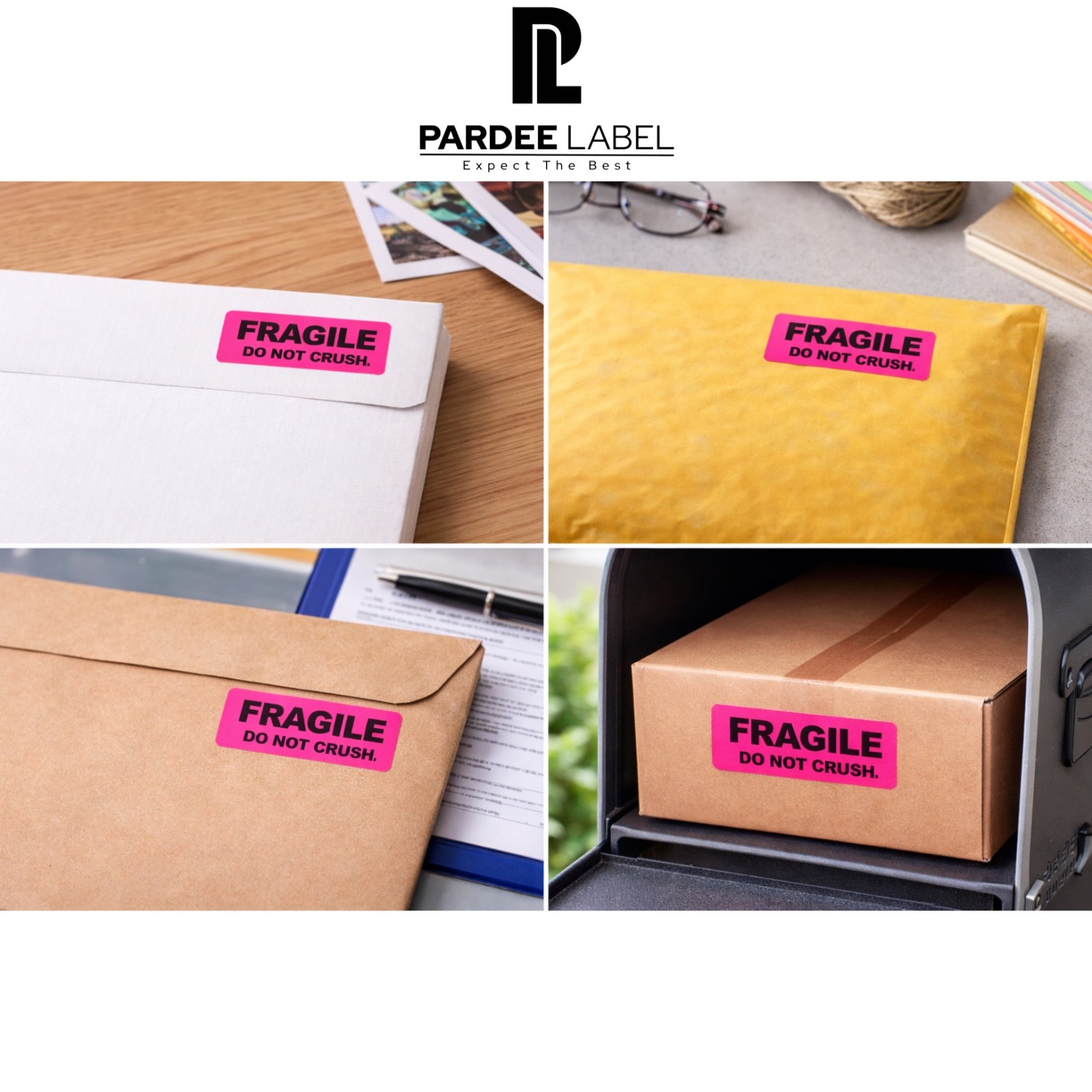 FRAGILE Stickers 1″x3″ Neon Pink Labels – 250/Roll – Shipping Warning Labels