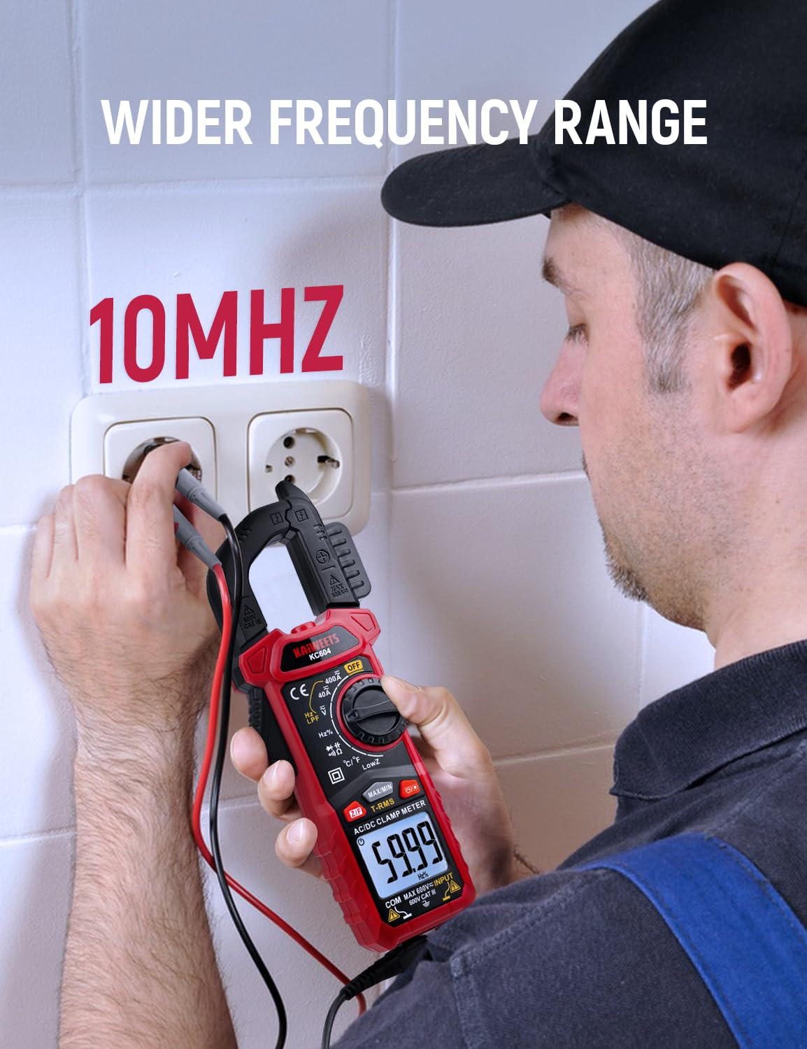 KAIWEETS Digital Clamp Meter Multimeter with D-Shaped Jaw for AC/DC Current & Vo