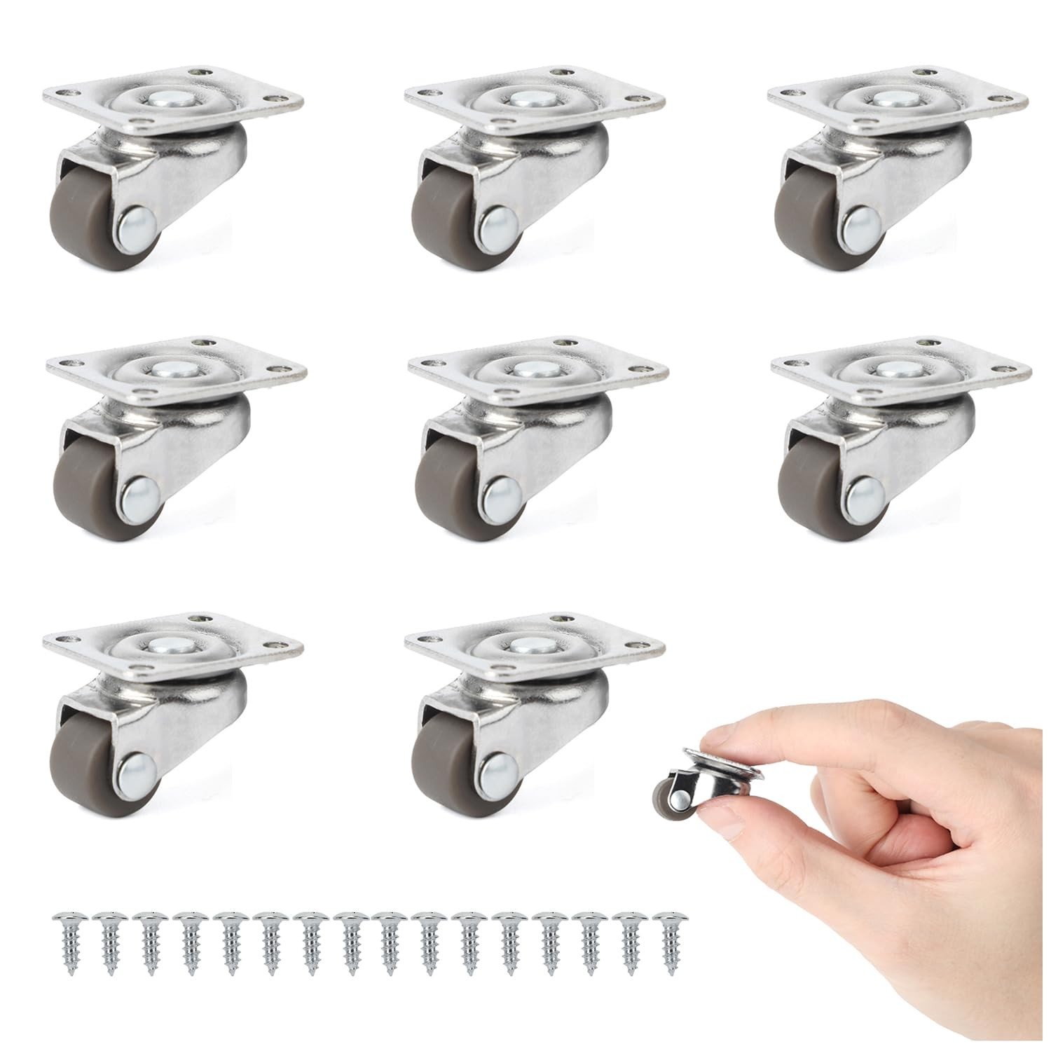 Low Profile 360° Swivel Caster Wheels – 1/2 Inch for DIY Projects and Furniture
