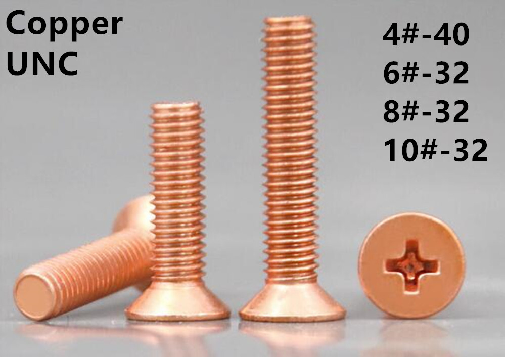 99.9% Pure Copper Phillips Cross Countersunk Flat Head Screws 4# 6# 8# 10#