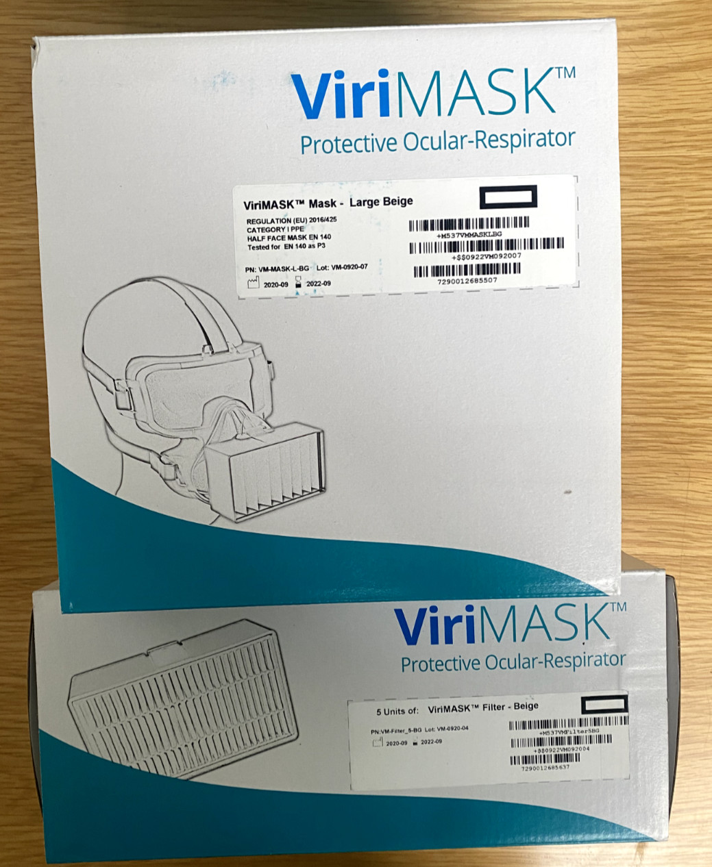 ViriMask Protective ocular respirator Large beige V60+ 5 filters made in Israel
