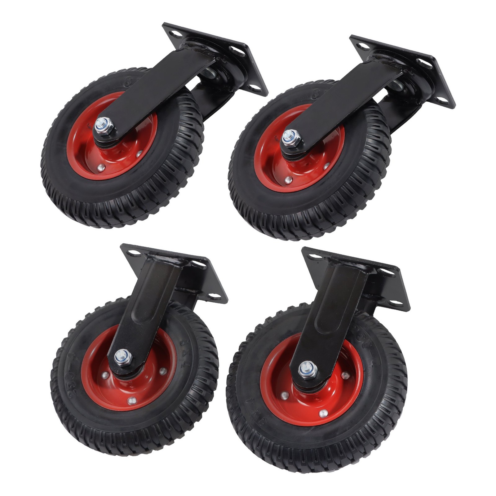 4 Pack Heavy Duty Swivel Caster Wheels 8 Inch 2 Swivel And 2 Fixed 2070Lbs
