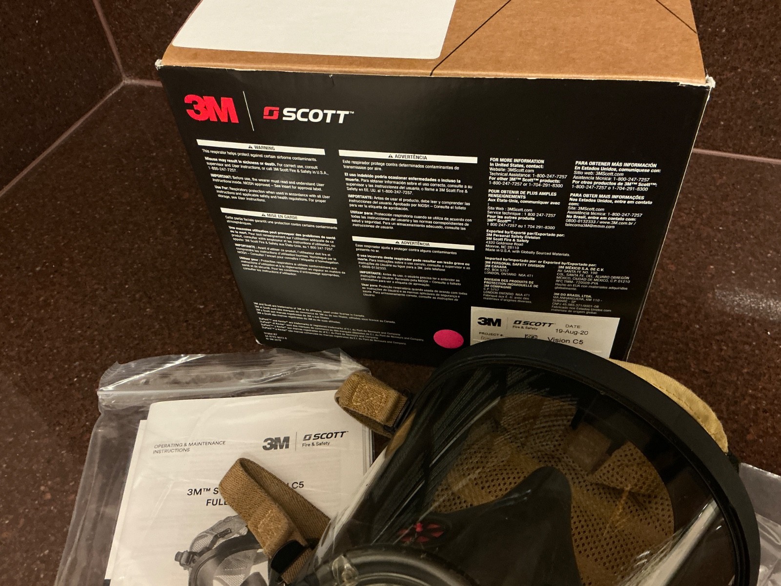 3M Scott VISION C5 Mask KEVLARHead-Net SCBA Firefighter Full Facepiece Sz Large