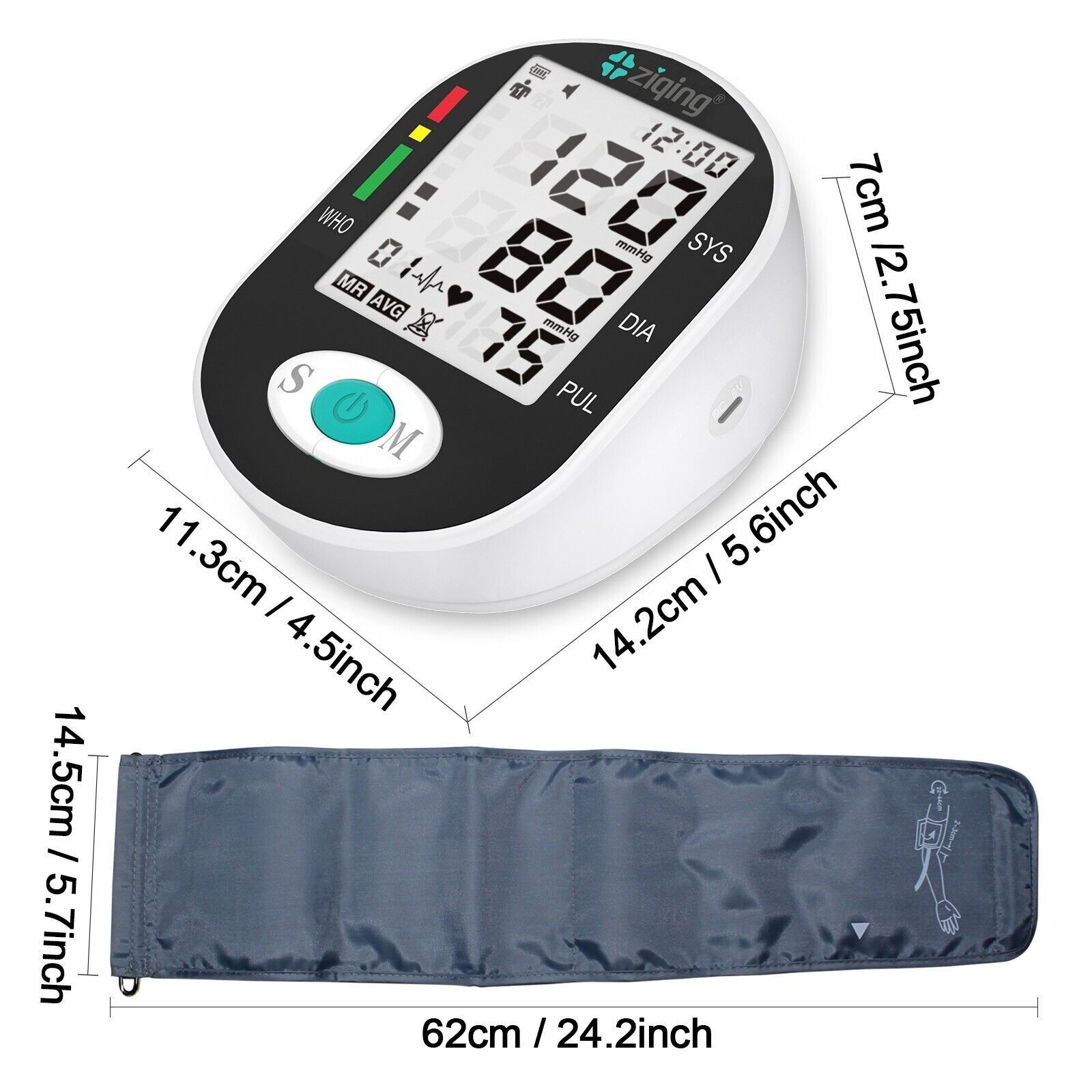 LCD Digital Blood Pressure Monitor Arm BP Large Cuff Pulse Meter Machine & Voice