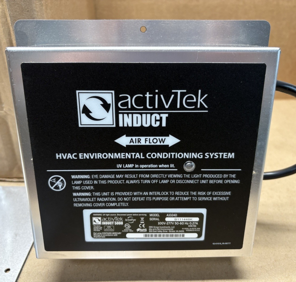 ActivTek A1024D Induct 5000 HVAC Environmental Conditioning Systems US40664B