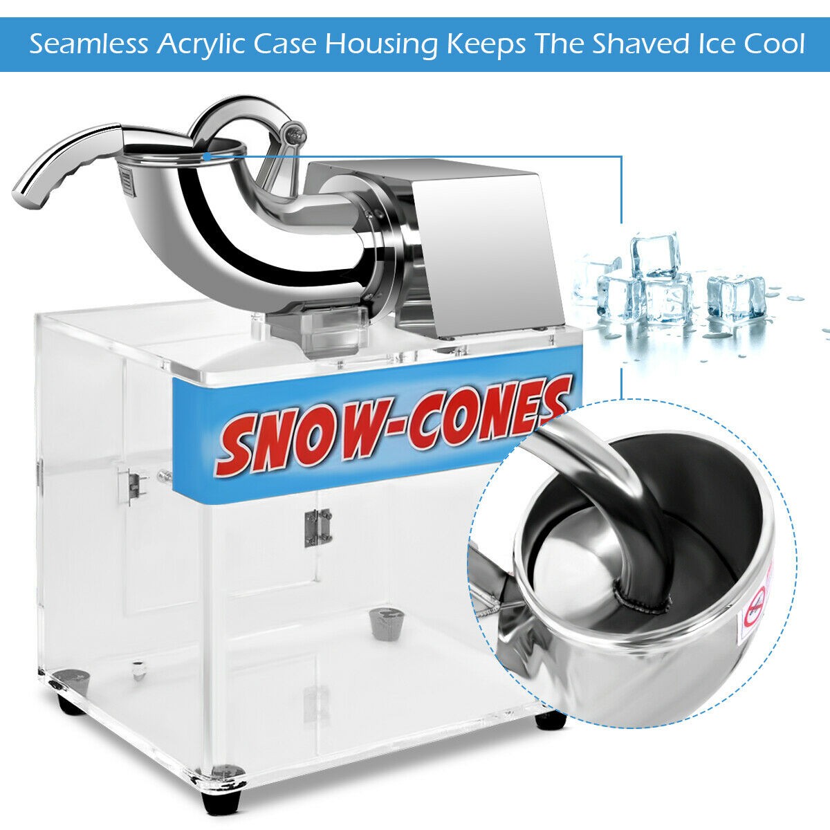 Costway Electric Snow Cone Machine Ice Shaver Maker Shaving Crusher Dual Blades