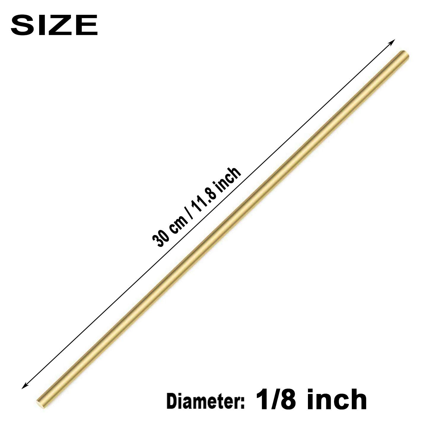 1/8 Inch Brass Round Rod 8Pcs Solid Round Brass Rod Lathe Bar Stock 11.8 inch