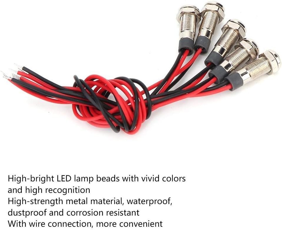 LED Indicator Light 6mm Mounting Hole Metal Waterproof DC 3-6V 15mA Red Gree…