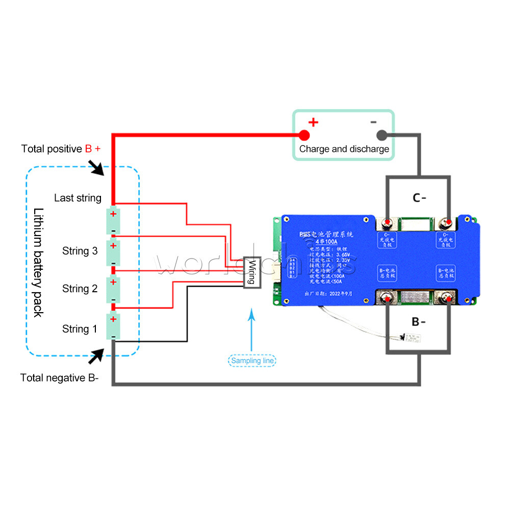 8S 24V / 4S 14.6V100A BMS LiFePO4 Battery Balance Charge Protection Board Module