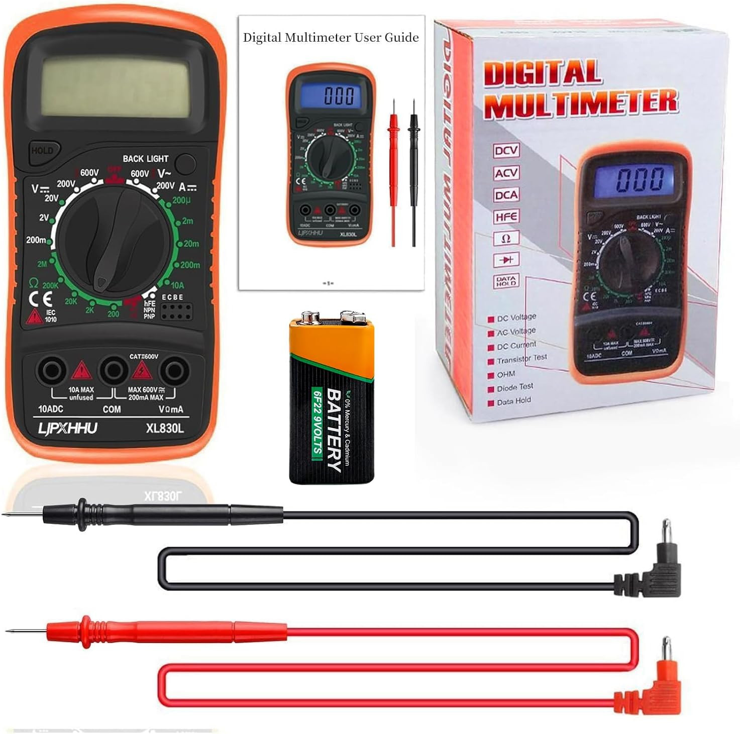 Digital Multimeter Voltmeter Battery Voltage Multi Tester Continuity Ohm Volt Am