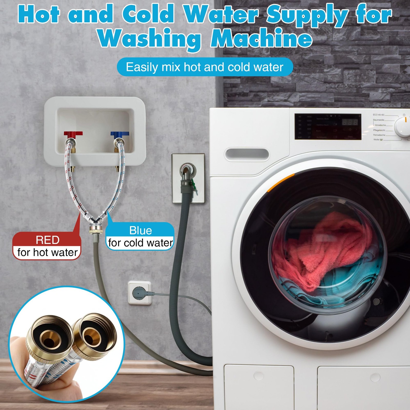 Dreyoo Hose Y Connector, 1 Ft Washing Machine Y as the picture shown