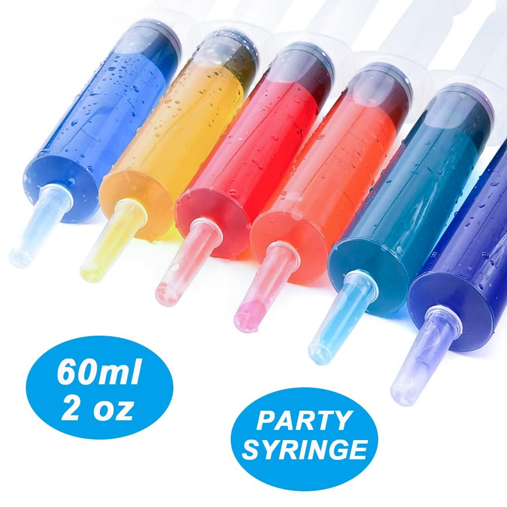 4 Pack 60mL Large Syringe for Liquid with Tip Cap, Plastic 60mL, transparent