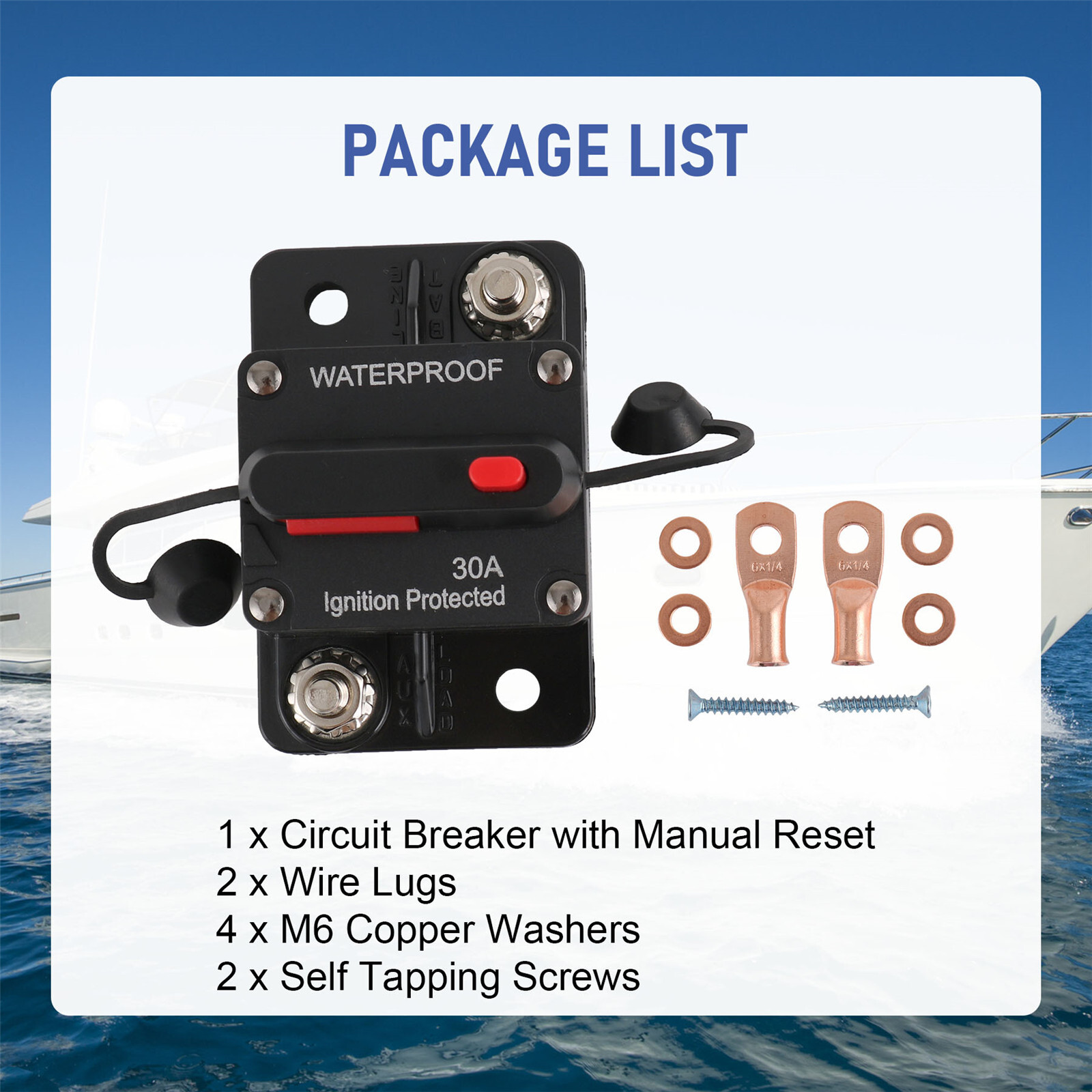 30A-300A Amp Circuit Breaker Audio Fuse 12V-48V DC Car Boat Manual Reset Switch