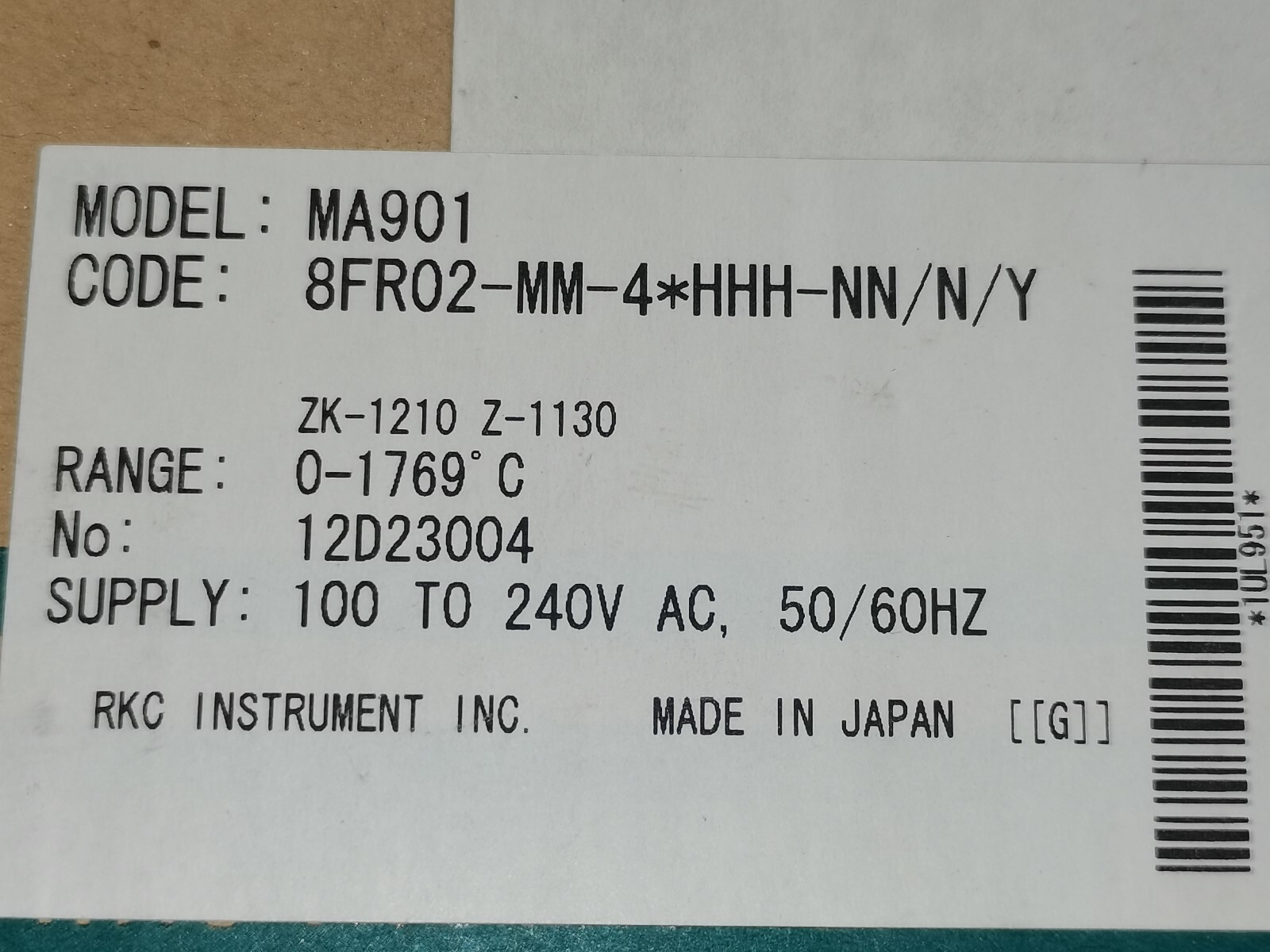 RKC MA900 MODEL MA901