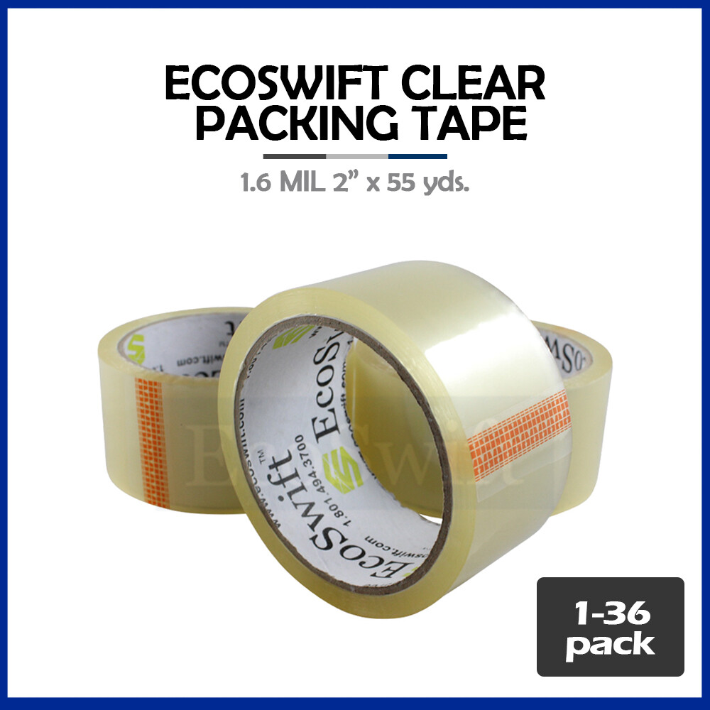 1-36 Roll EcoSwift Packing Packaging Carton Box Tape 1.6mil 2″ x 55 yard 165 ft