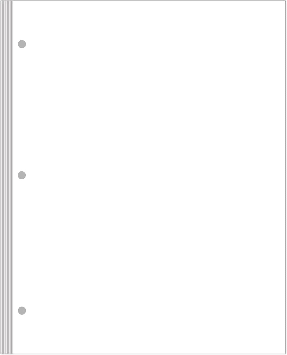 A4 Blank Filler Paper, 3-Hole Blank Paper, 100Sheets / 200Pages Loose-Leaf Paper