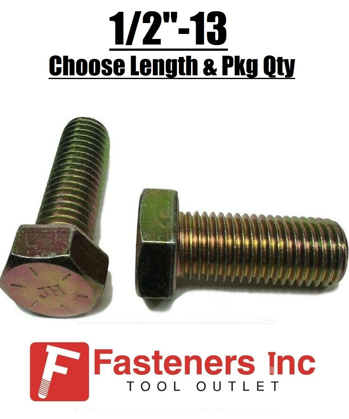 1/2″-13 Grade 8 Hex Cap Screws COARSE Thread USS Hex Bolts (Pick Length & Qty)