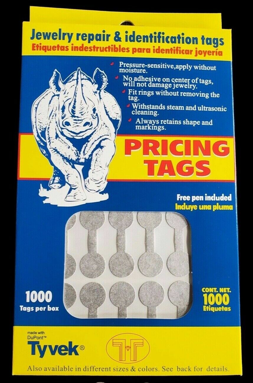 1000 PCS Silver Price Tags Stickers, Jewelry Round Barbell Labels Dumbbell Tags