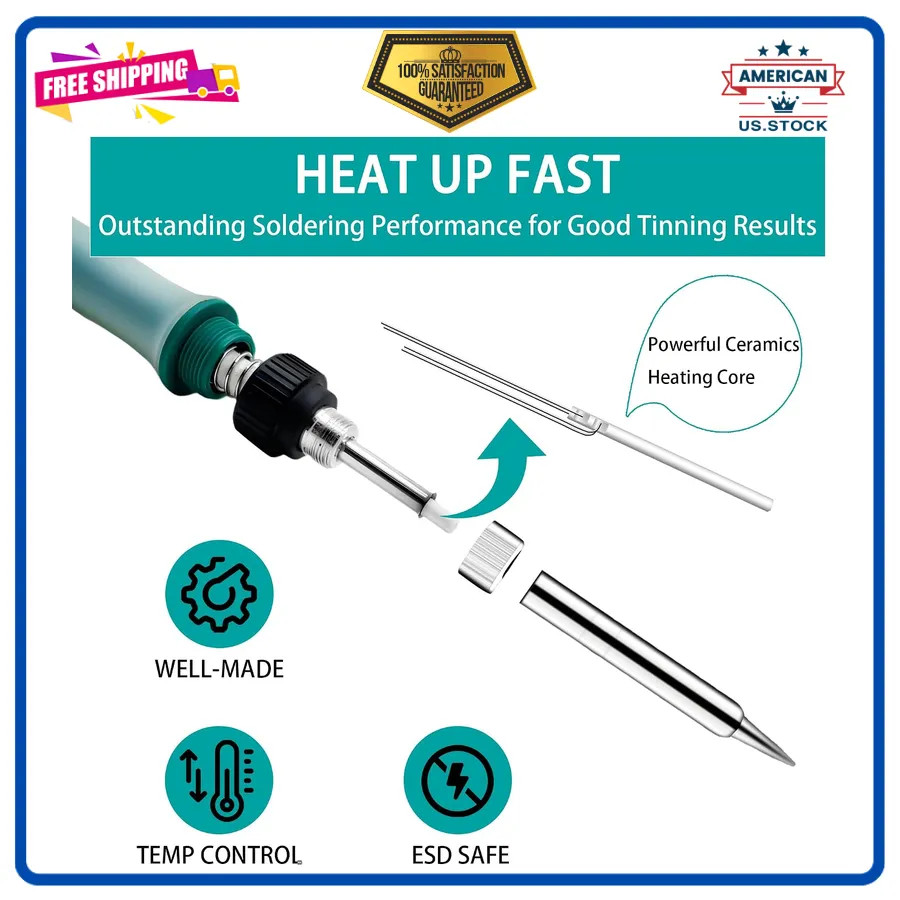 75W Digital Soldering Station Adjustable Temp with 5 Tips and Repair Tools Kit