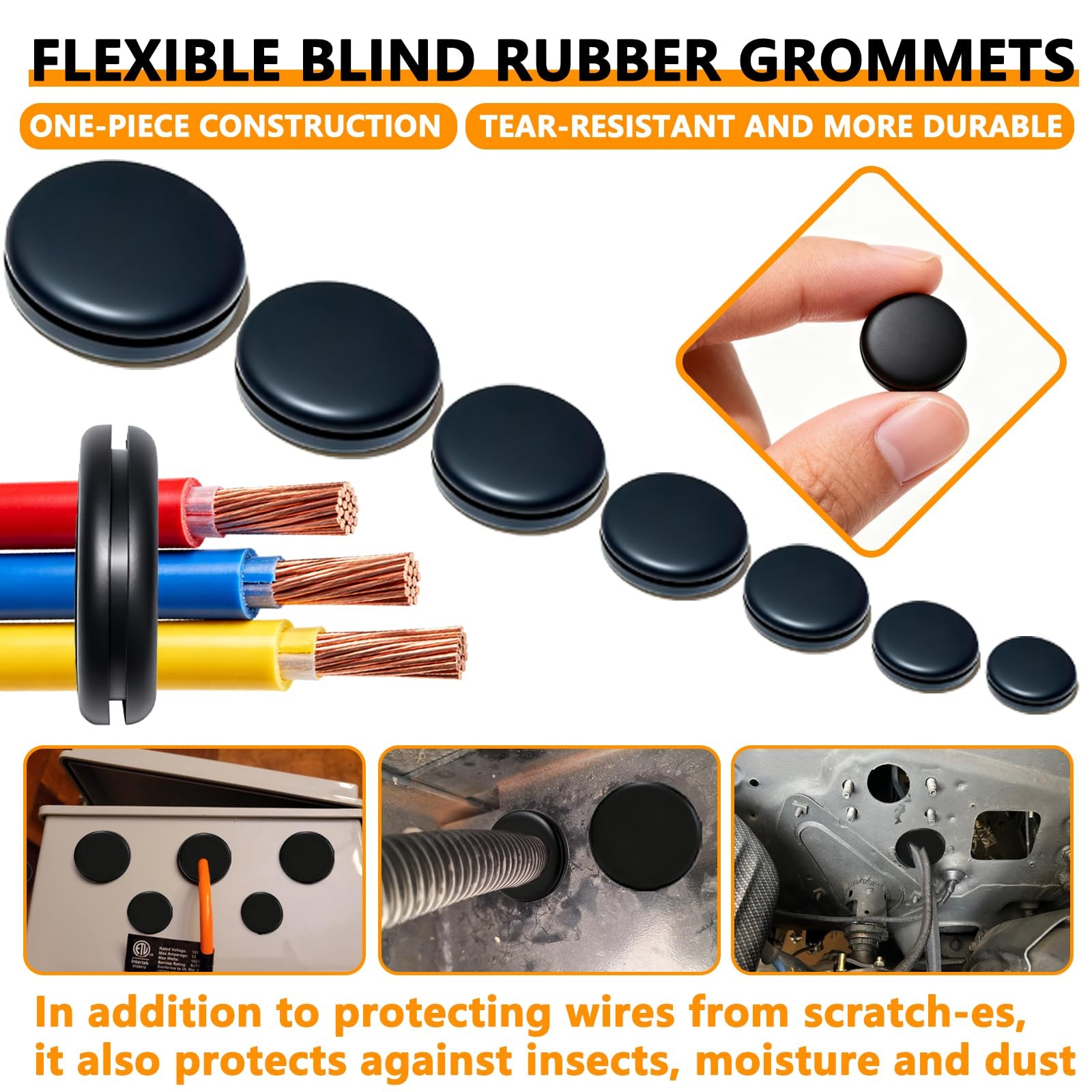 Rubber Grommet Kit 70 Pack 7 Sizes Firewall Rubber Hole Plugs Rubber Grommet…