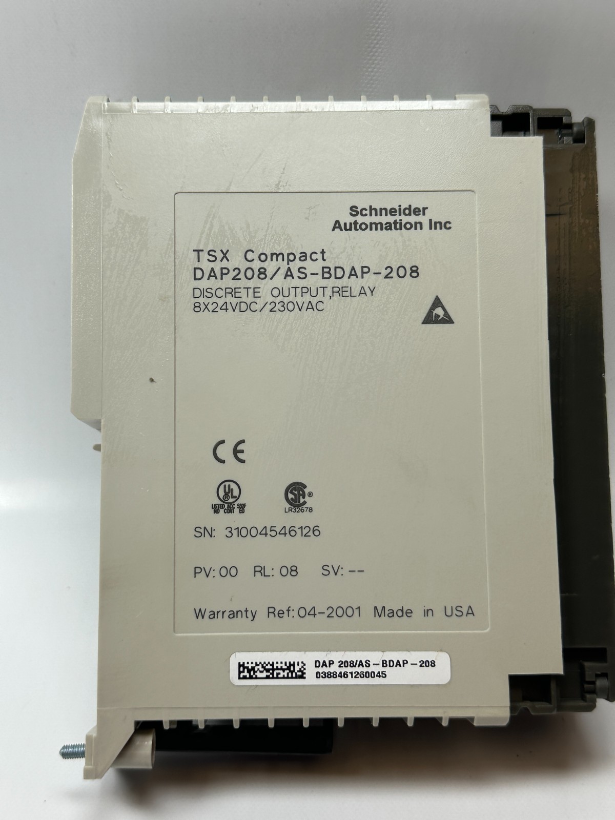 Schneider Automation DAP208/AS-BDAP-208 Discrete Output Relay Module 8×24 VDC