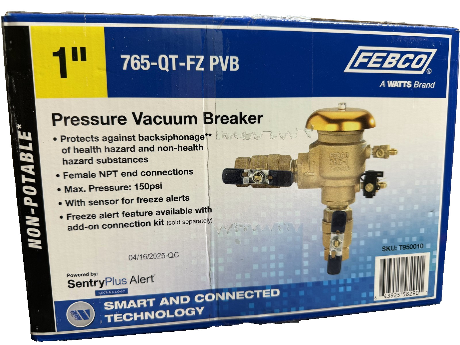 Febco 765-QT-FZ 1 in. Bronze Pressure Vacuum Breaker Backflow Preventer 150 PSI