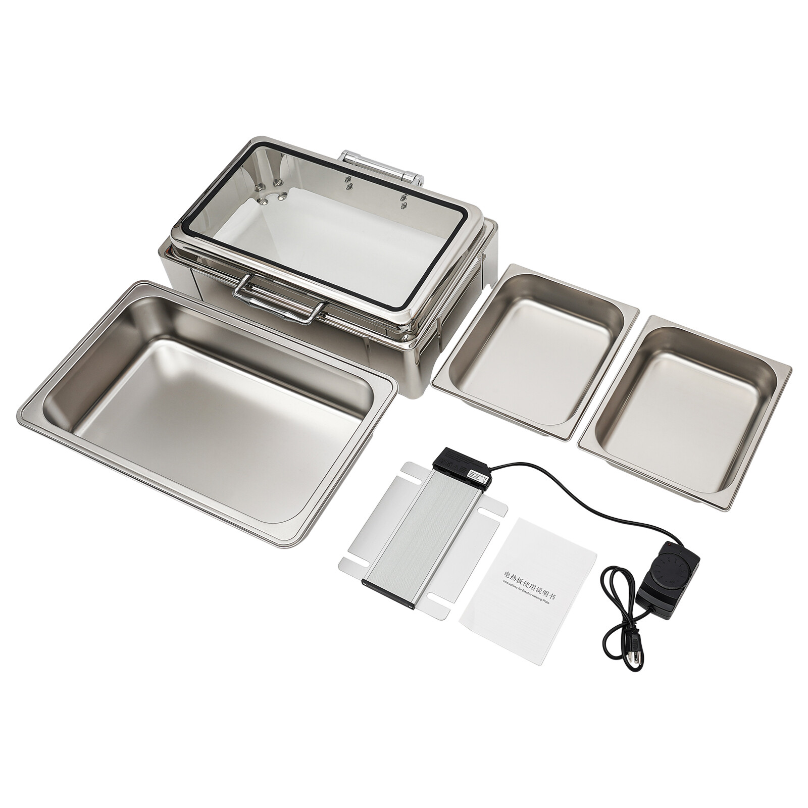 400W Electric Chafing Dish Buffet Catering Server Stainless Steel Food Warmer