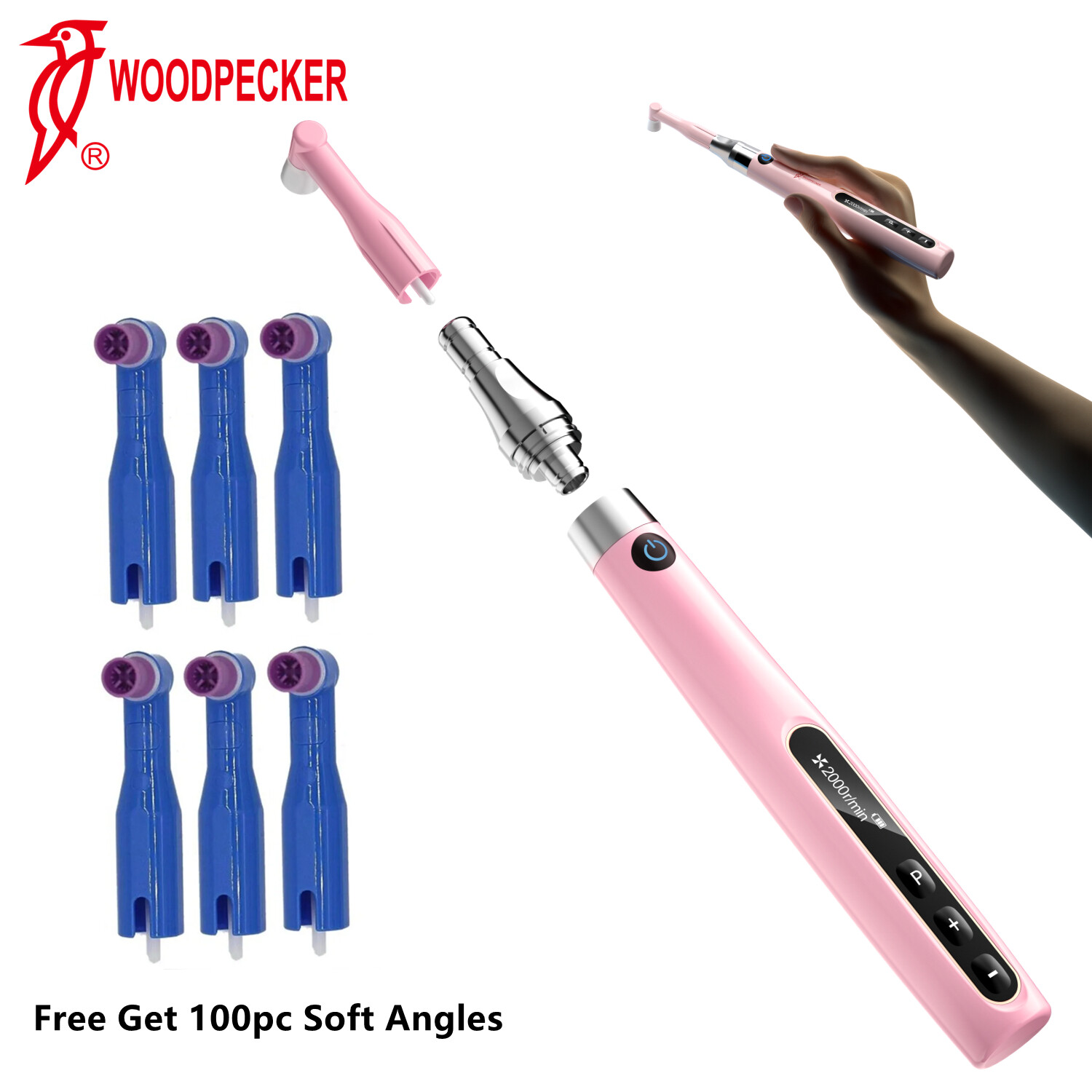 Woodpecker Prophy Mini Dental Cordless Hygiene Handpiece & 100 Prophy Angles 5V