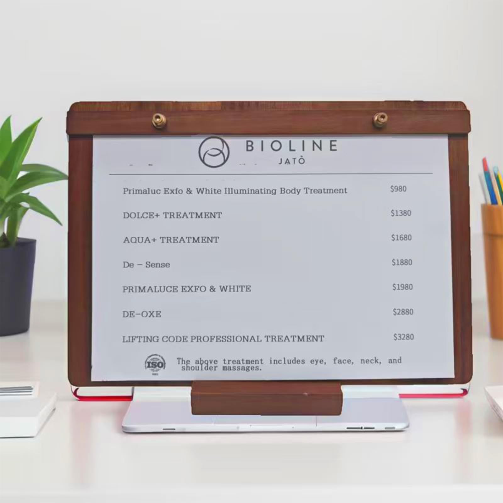 6.69×9.87in Solid Walnut 2-in-1 Menu Clipboard, Horizontal Stand