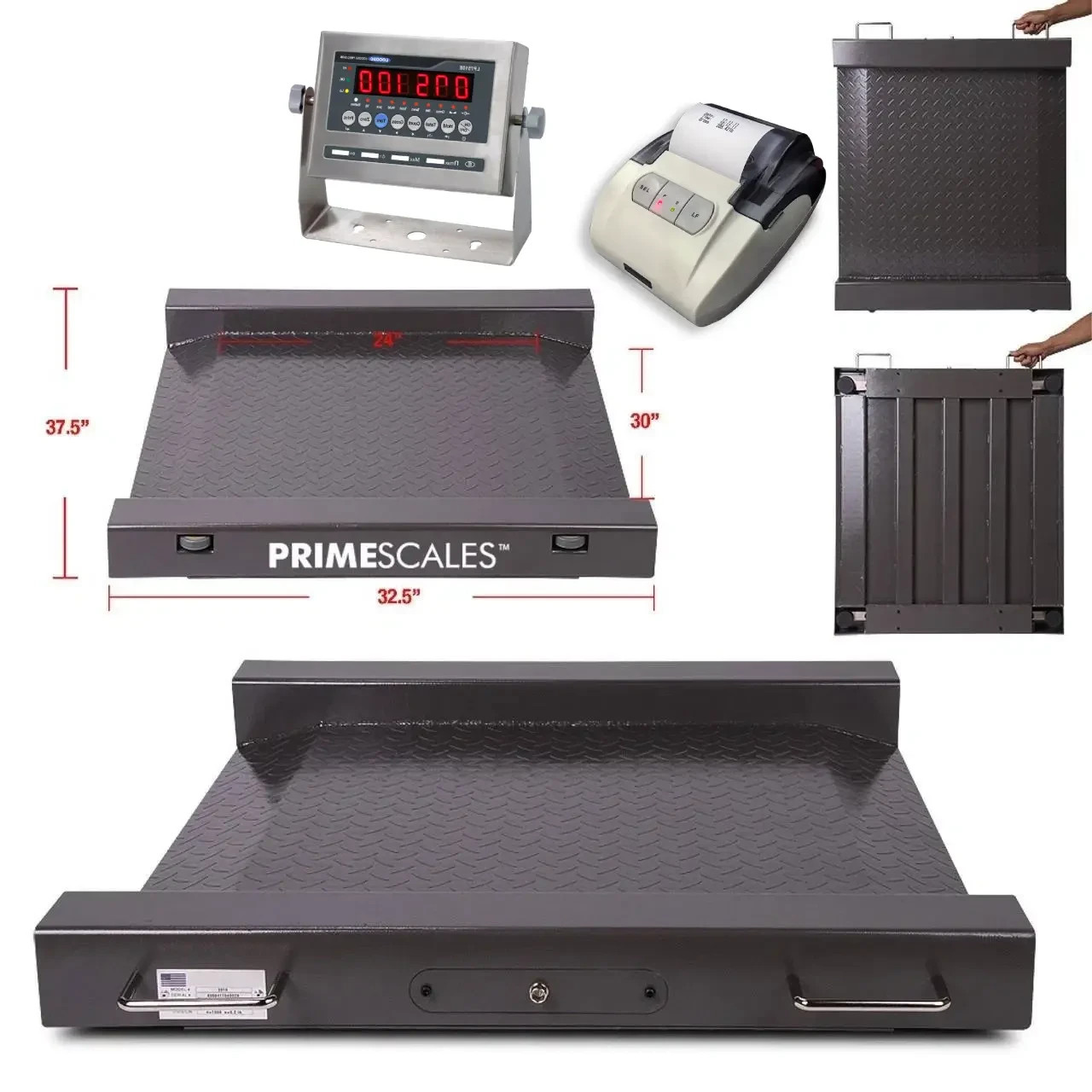 24″ x 30″ Floor Scale Drum Scale + Indicator 1,000 lb Legal for Trade Printer